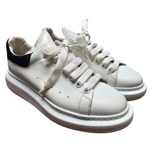 Alexander McQueen White and Black Lace-Up Sneakers